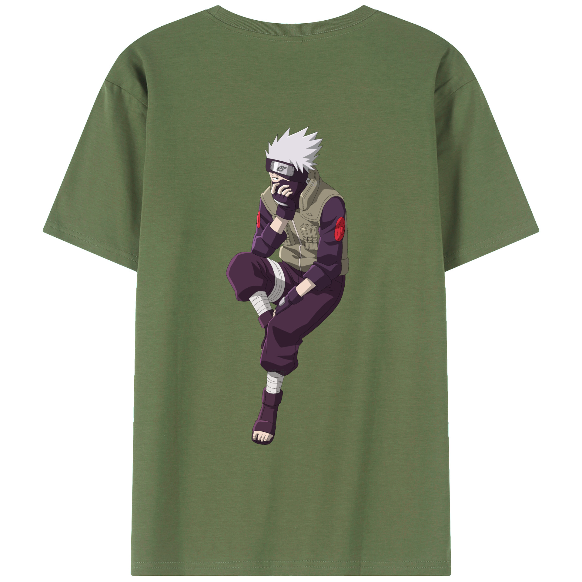（画像用） NARUTO -ナルト- はたけ カカシ Hatake Kakashi 綿100％ メンズ半袖Tシャツ（バックプリント） 通気性